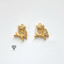 Load image into Gallery viewer, Pave Diamond Owl Charm, 925 Sterling Silver, Diamond Findings, Pave Diamond Jewelry