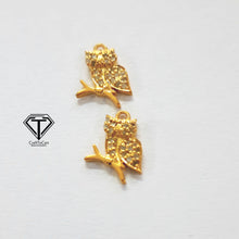 Load image into Gallery viewer, Pave Diamond Owl Charm, 925 Sterling Silver, Diamond Findings, Pave Diamond Jewelry