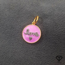 Load image into Gallery viewer, Pave Diamond Round Love Enamel Pendant, 925 Sterling Silver, Diamond Findings, Pave Diamond Jewelry