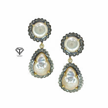 Load image into Gallery viewer, Sea Shell Earrings, Pave Diamond Earrings With Natural Sea Shell