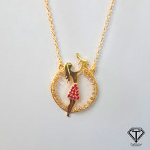 Load image into Gallery viewer, Pave Couple Pendant With Chain, 925 Sterling Silver, Pave Diamond Jewelry, Handmade Jewelry