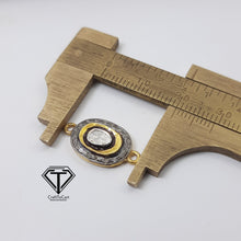 Load image into Gallery viewer, Pave Diamond Oval Polki Connector ,Oval Charm Connector