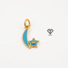 Load image into Gallery viewer, Enamel Moon Star Pendant, 925 Sterling Silver Moon Star Charm Pendant, Enameled Moon Star Pendant, Charm Findings