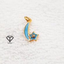 Load image into Gallery viewer, Enamel Moon Star Pendant, 925 Sterling Silver Moon Star Charm Pendant, Enameled Moon Star Pendant, Charm Findings