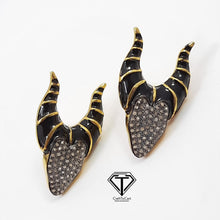 Load image into Gallery viewer, Pave Diamond Devil Enamel Stud Earrings, Pave Diamond Horn Enamel Earrings, Pave Diamond Jewelry