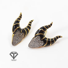 Load image into Gallery viewer, Pave Diamond Devil Enamel Stud Earrings, Pave Diamond Horn Enamel Earrings, Pave Diamond Jewelry