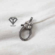 Load image into Gallery viewer, Pave Diamond Polki Clasp, Pave Diamond Lock, 925 Sterling Silver, Jewelry Components, Polki Findings, Polki Jewelry
