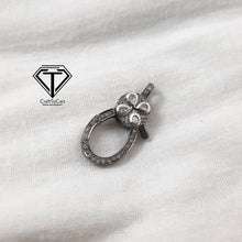 Load image into Gallery viewer, Pave Diamond Polki Clasp, Pave Diamond Lock, 925 Sterling Silver, Jewelry Components, Polki Findings, Polki Jewelry