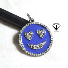 Load image into Gallery viewer, Pave Diamond Smiley Enamel Pendant, Pave Love Enamel Pendant, 925 Sterling Silver, Diamond Jewelry