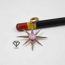 Load image into Gallery viewer, Pave Diamond Sunburst Enamel Pendant, Pave Sun Enamel Pendant, 925 Sterling Silver, Diamond Jewelry