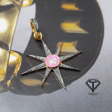 Load image into Gallery viewer, Pave Diamond Sunburst Enamel Pendant, Pave Sun Enamel Pendant, 925 Sterling Silver, Diamond Jewelry