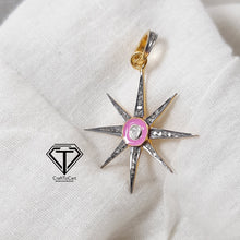 Load image into Gallery viewer, Pave Diamond Sunburst Enamel Pendant, Pave Sun Enamel Pendant, 925 Sterling Silver, Diamond Jewelry