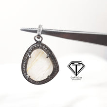 Load image into Gallery viewer, Pave Diamond Rutile Pendant, 925 Sterling Silver, Pave Diamond Jewelry, Handmade Jewelry