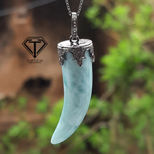 Load image into Gallery viewer, Pave Diamond Larimar Pendant, 925 Sterling Silver, Pave Diamond Jewelry, Handmade Jewelry