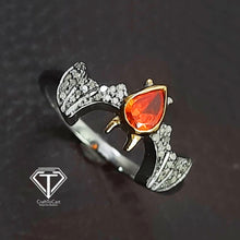 Load image into Gallery viewer, Pave Diamond Halloween Ring, Handmade Bat Diamond Ring, 925 Sterling Silver Handmade Ring, Diamond Horror Jewelry