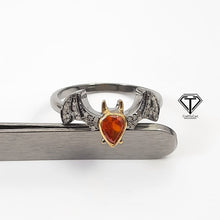Load image into Gallery viewer, Pave Diamond Halloween Ring, Handmade Bat Diamond Ring, 925 Sterling Silver Handmade Ring, Diamond Horror Jewelry