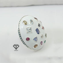 Load image into Gallery viewer, Mushroom Enamel Ring, Beautiful Minimalist Enamel Ring With Natural Multicolor Gemstone