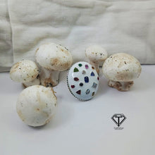 Load image into Gallery viewer, Mushroom Enamel Ring, Beautiful Minimalist Enamel Ring With Natural Multicolor Gemstone