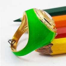 Load image into Gallery viewer, Pave Diamond Enamel Ring, Beautiful Minimalist Enamel Ring With Citrine