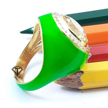 Load image into Gallery viewer, Pave Diamond Enamel Ring, Beautiful Minimalist Enamel Ring With Citrine