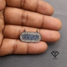 Load image into Gallery viewer, Bar Connector Pendant, Pave Blue Sapphire Rectangle Bar Connector Pendant, Single Cut Diamond Connector
