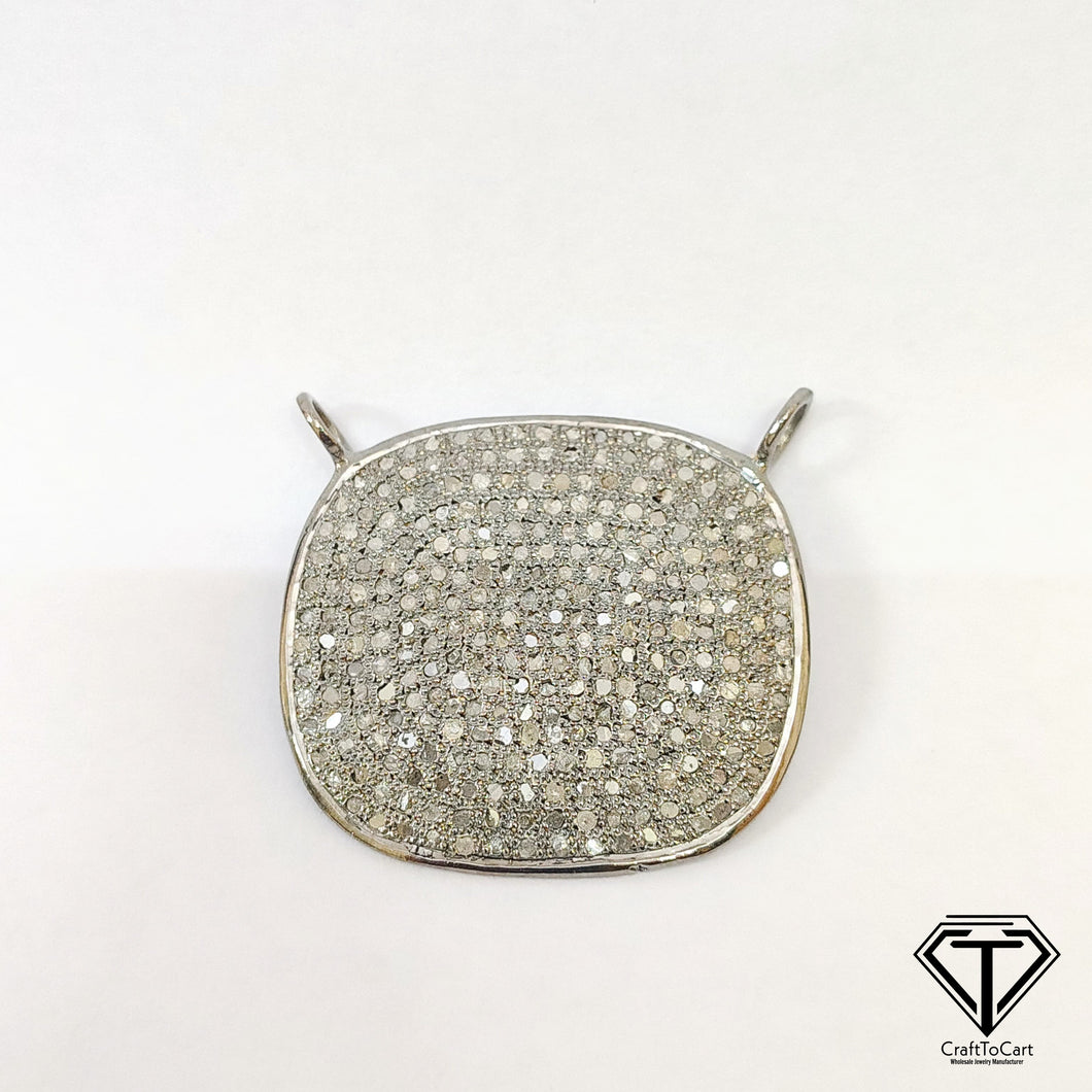 Square Connector Pendant, Pave Diamond Square Connector Pendant