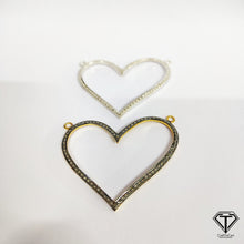 Load image into Gallery viewer, Pave Diamond Silver Heart Pendant Connector, Heart Connector, Heart Pendant

