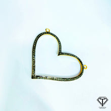Load image into Gallery viewer, Pave Diamond Silver Heart Pendant Connector, Heart Connector, Heart Pendant
