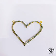 Load image into Gallery viewer, Pave Diamond Silver Heart Pendant Connector, Heart Connector, Heart Pendant
