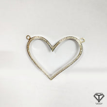 Load image into Gallery viewer, Pave Diamond Silver Heart Pendant Connector, Heart Connector, Heart Pendant

