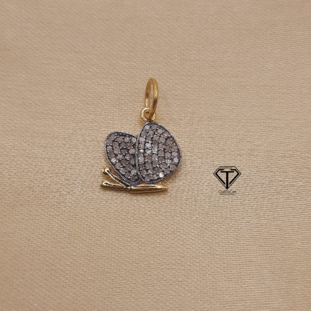 Pave Diamond Butterfly Charm, 925 Sterling Silver, Diamond Findings, Pave Diamond Jewelry