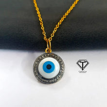 Load image into Gallery viewer, Pave Diamond Eye Pendant, Pave Eye Pendant, 925 Sterling Silver, Diamond Jewelry
