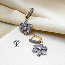 Load image into Gallery viewer, Pave Diamond Flower Drop Earrings, Jewelry Components, Diamond Findings
