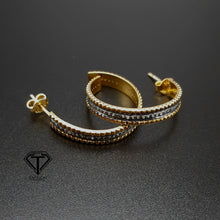 Load image into Gallery viewer, Pave Round Hoops, Mini Huggie Hoops, Pave Diamond Earrings, Pave Diamond Jewelry
