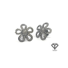 Load image into Gallery viewer, Flower Stud Earrings, Pave Diamond Flower Earrings, Pave Diamond Jewelry
