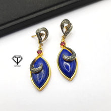 Load image into Gallery viewer, Lapis Earring, 925 Sterling Silver Lapis Lazuli Earring, Jewelry Findings, Handmade Jewelry
