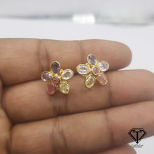 Load image into Gallery viewer, Flower Earrings, Natural Multi Tourmaline Earrings, Modern Stylish Earring, Jewelry Findings, Handmade Jewelry
