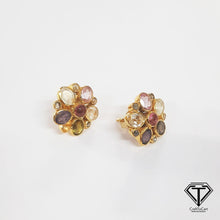 Load image into Gallery viewer, Flower Earrings, Natural Multi Tourmaline Earrings, Modern Stylish Earring, Jewelry Findings, Handmade Jewelry
