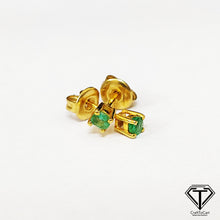 Load image into Gallery viewer, Emerald Earrings, Emerald Stud, Jewelry Components, Diamond Findings
