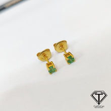 Load image into Gallery viewer, Emerald Earrings, Emerald Stud, Jewelry Components, Diamond Findings
