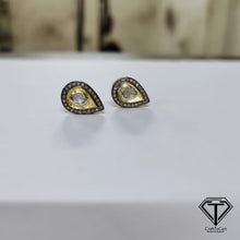 Load image into Gallery viewer, Tear Drop Stud Earrings, Pave Diamond Stud, Jewelry Components, Diamond Findings
