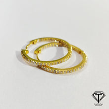 Load image into Gallery viewer, Pave Round Hoops, Mini Huggie Hoops, Pave Diamond Earrings, Pave Diamond Jewelry

