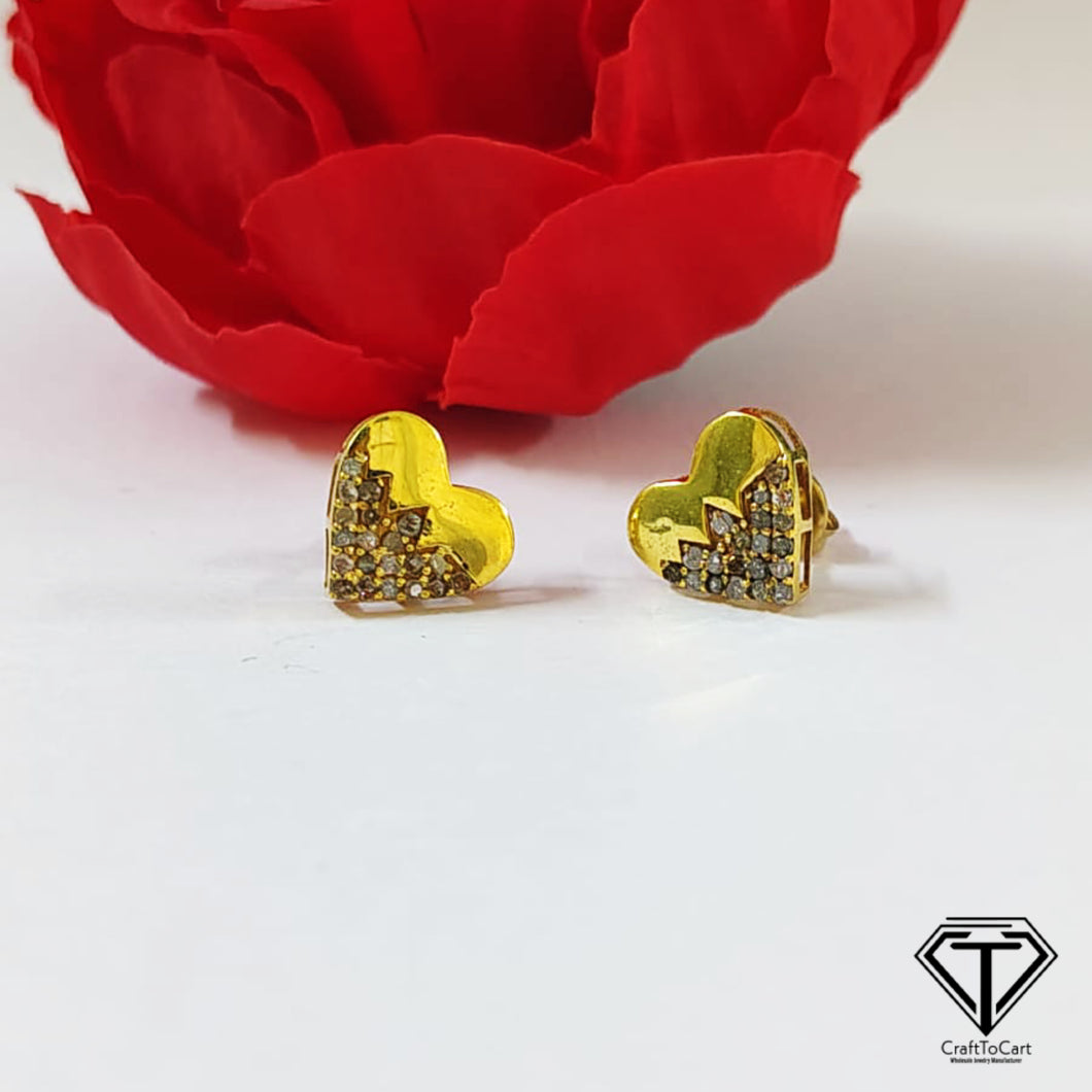 Pave Diamond Heart Earrings:  Sterling Silver Findings