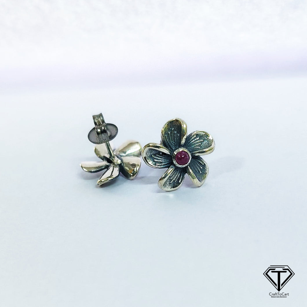 Flower Stud Earrings: Sterling Silver Jewelry