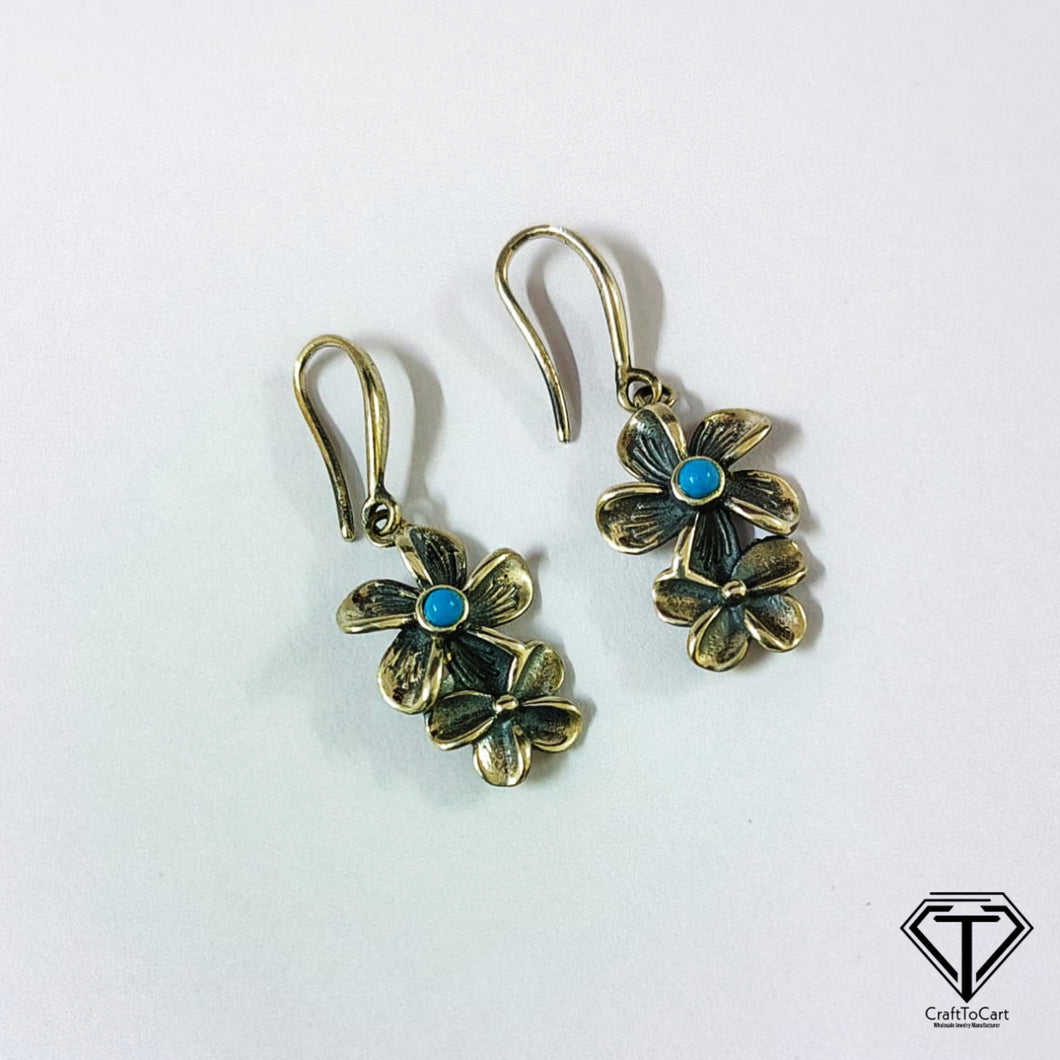 Flower Drop Earrings, Jewelry Components, Silver Findings
