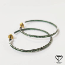 Load image into Gallery viewer, Sterling Silver Emerald Hoop Earrings: Modern Handmade Jewelry
