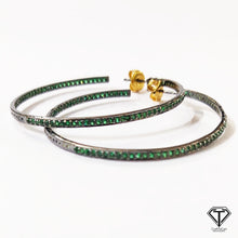 Load image into Gallery viewer, Sterling Silver Emerald Hoop Earrings: Modern Handmade Jewelry
