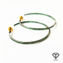 Load image into Gallery viewer, Sterling Silver Emerald Hoop Earrings: Modern Handmade Jewelry
