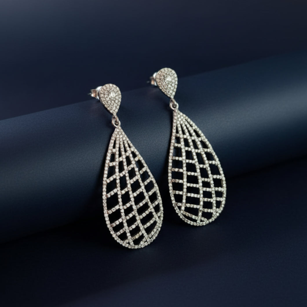 Drop Earrings, Pave Diamond Earrings, Modern Stylish Earring