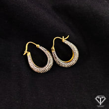 Load image into Gallery viewer, Handmade Pave Diamond Sterling Silver Mini Hoops
